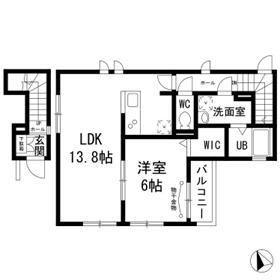 メルヴェーユ 東が丘(1LDK/2階)の間取り写真