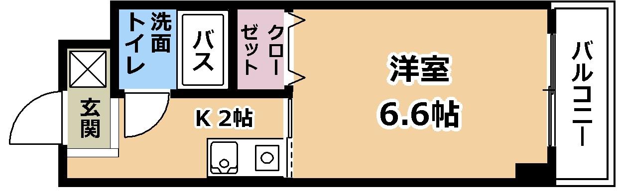 クローバーハイツ I(1K/2階)の間取り写真