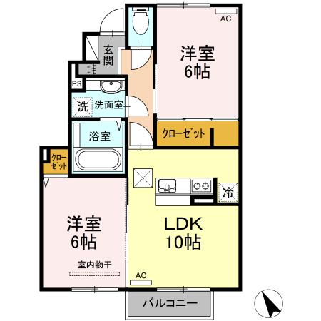 ラフィーネ(2LDK/1階)の間取り写真