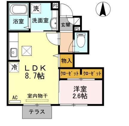 グレイシャス(1LDK/1階)の間取り写真