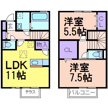 ロイヤルプラザA(2LDK/1階)の間取り写真