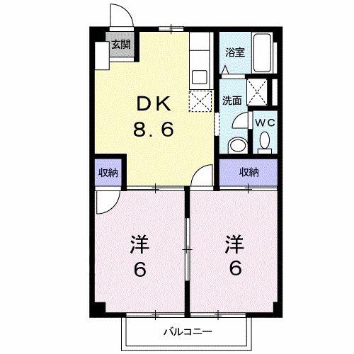 シエヌー(2DK/1階)の間取り写真