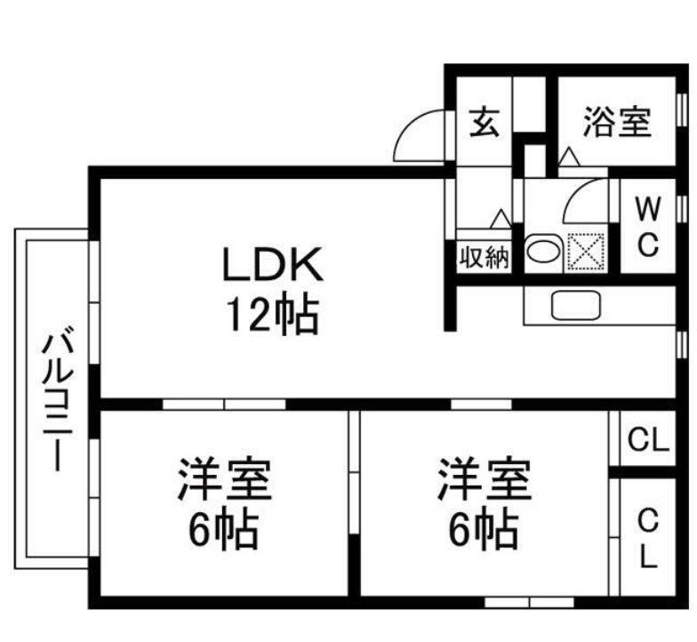 ディオン早出II(2LDK/1階)の間取り写真