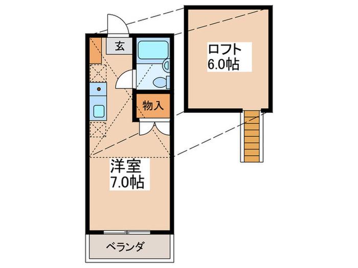 クオーレむさし台(ワンルーム/2階)の間取り写真