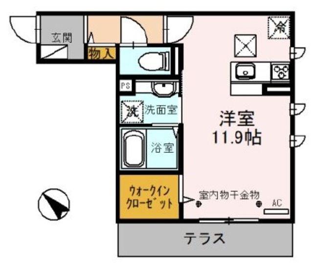 プラシード(ワンルーム/3階)の間取り写真