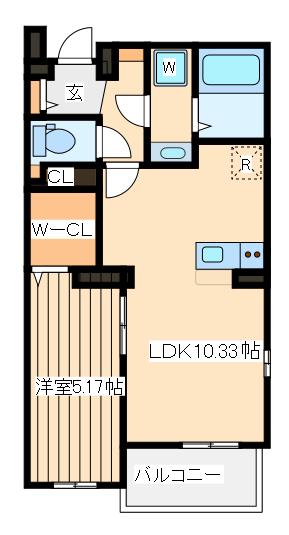 カサ レジーナ(1LDK/3階)の間取り写真