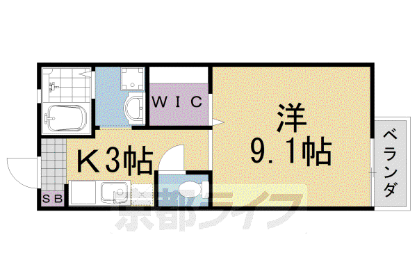 ヴィラージュ桂(1K/1階)の間取り写真