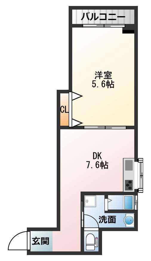 上田ビル(1DK/3階)の間取り写真