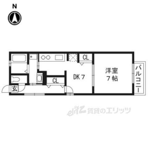 セピアコート円町(1DK/2階)の間取り写真