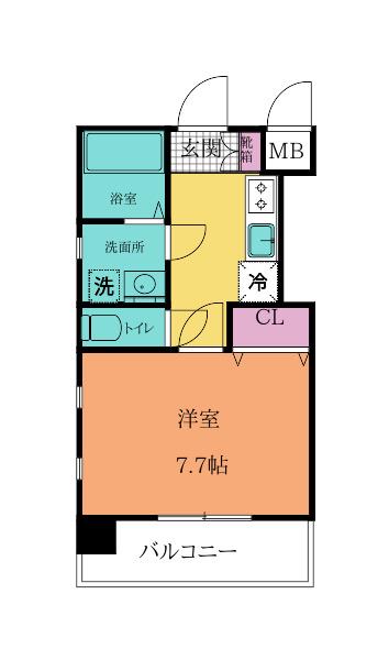 アースコートYSシティ片野新町(1K/2階)の間取り写真