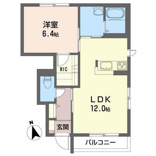 ミューローズ長橋II A(1LDK/1階)の間取り写真