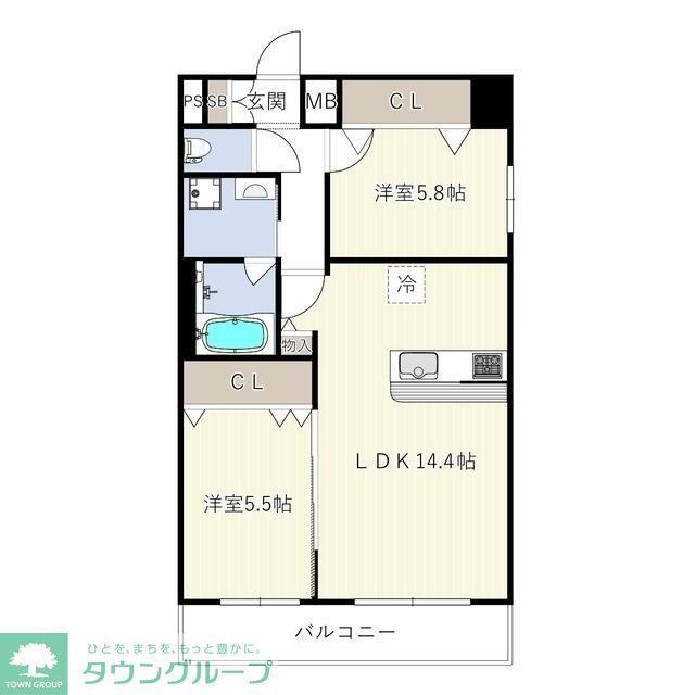 TCS北浦和レジデンス(2LDK/8階)の間取り写真