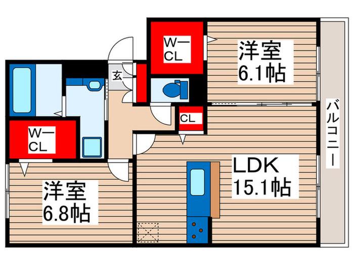ROOF TOP VIEW(2LDK/2階)の間取り写真