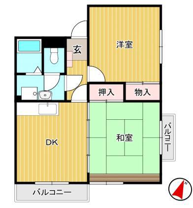 JLBグランエクリュ明大前(2DK/2階)の間取り写真