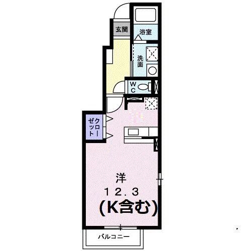花の木I(ワンルーム/1階)の間取り写真