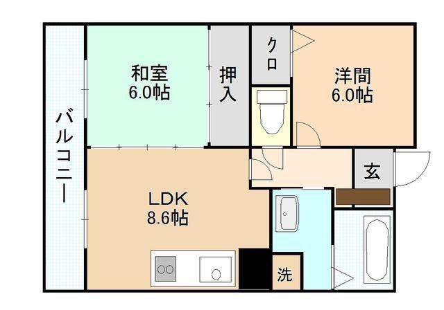 サングリーンヒルズ(2LDK/5階)の間取り写真