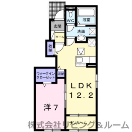 グランドソレイユB(1LDK/1階)の間取り写真