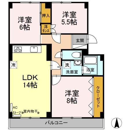 コンフォート桂木(3LDK/2階)の間取り写真