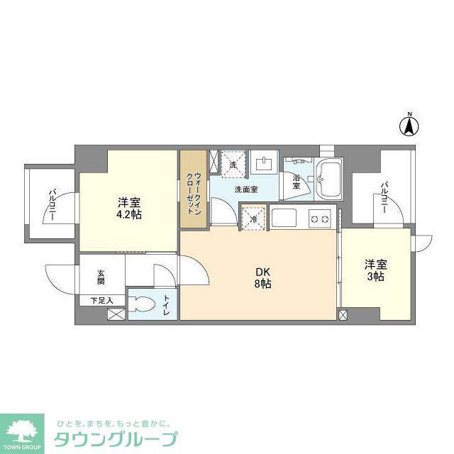 ドゥーエ錦糸町(2DK/7階)の間取り写真