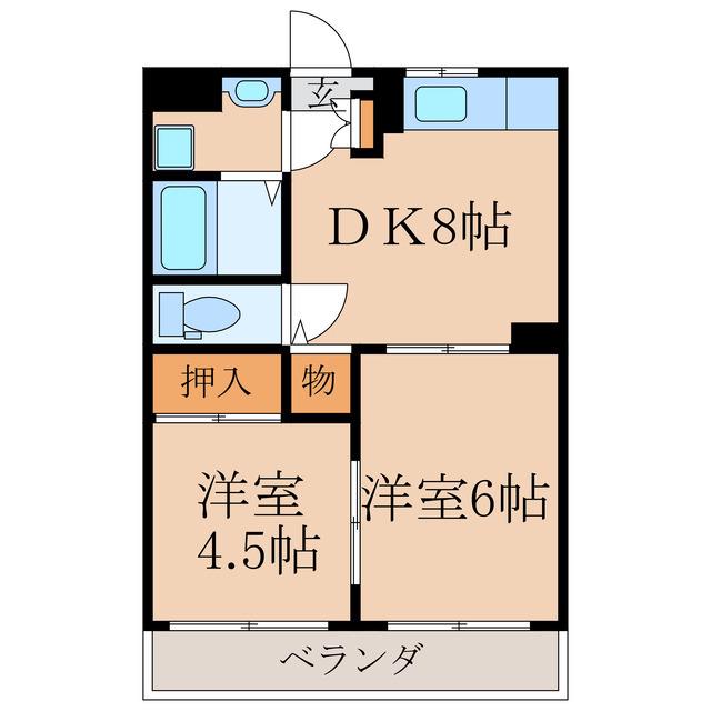 パークヒル古前城(2DK/4階)の間取り写真