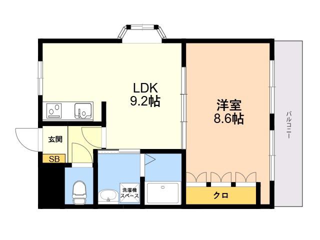ユースパレス3(1LDK/1階)の間取り写真