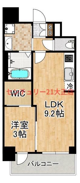 GENOVIA大阪大正(1LDK/7階)の間取り写真
