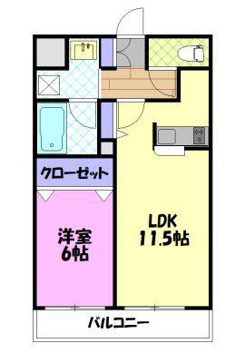 エソール中今泉(1LDK/7階)の間取り写真