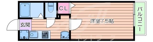カメリアハイツII(1K/2階)の間取り写真