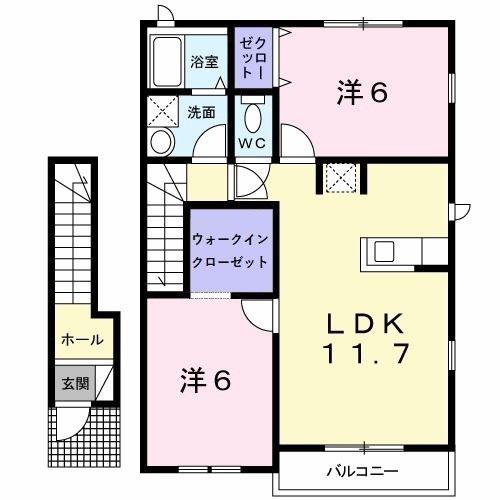 サンフェリーチェガーデン(2LDK/2階)の間取り写真