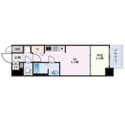 プレサンスジェネ新栄町駅前 葵(1DK/2階)の間取り写真