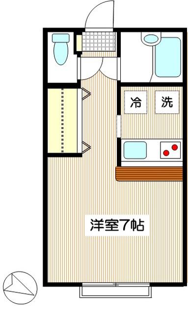 小田急線 狛江駅 徒歩10分 2階建 築35年(1K/1階)の間取り写真