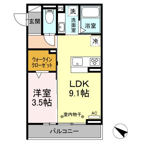 エスペランサ21(1LDK/3階)の間取り写真