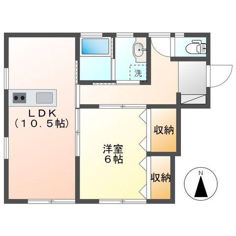 ファミーユF(1LDK/1階)の間取り写真