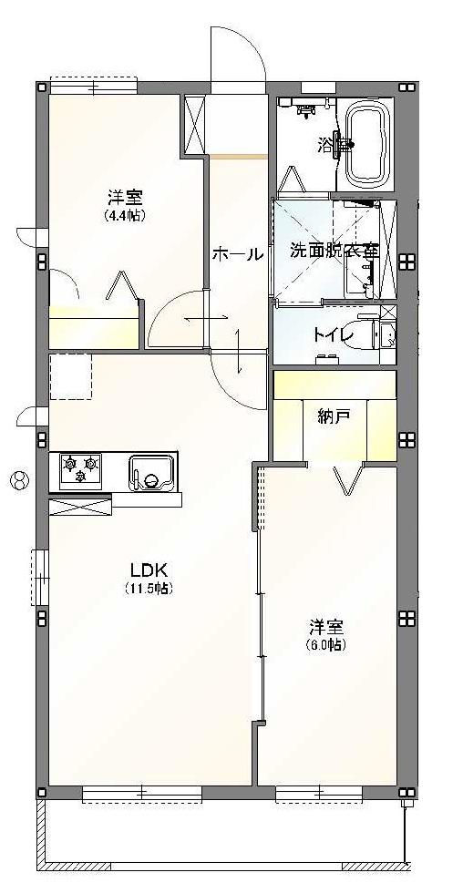 VILLA SOLARE(2LDK/2階)の間取り写真
