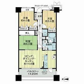 サーパス長町南(3LDK/6階)の間取り写真
