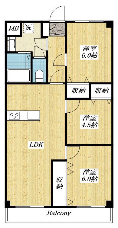 サンヴェール(3LDK/1階)の間取り写真