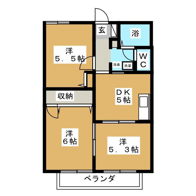 ガーデンプラザB(3DK/2階)の間取り写真