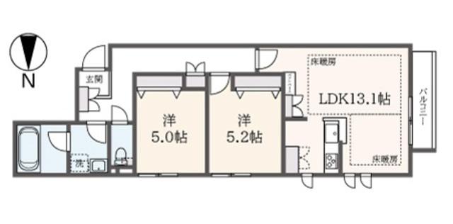  東中野3丁目メゾン(2LDK/2階)の間取り写真