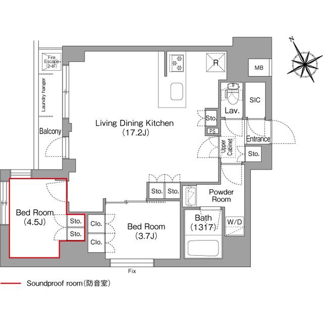COMFORIA・リブ平井MUTIO(2LDK/4階)の間取り写真