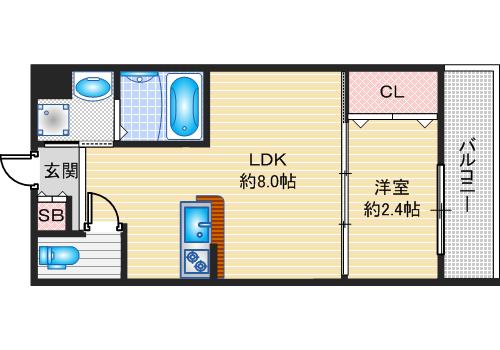 リアコート千里丘2ノース(1LDK/1階)の間取り写真