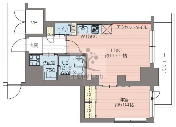 プレジオ恵美須9-15F(1LDK/10階)の間取り写真
