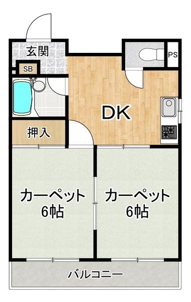 シティハイツ姫島(2DK/3階)の間取り写真