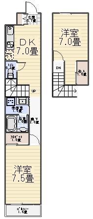 フィールズマンション1(2DK/2階)の間取り写真