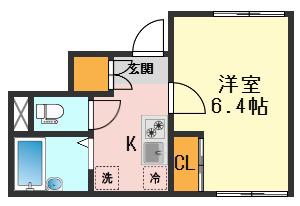 レオネクストアルカディアII(1K/1階)の間取り写真