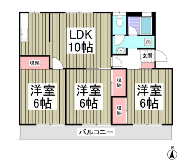 レインボーハウス4号棟(3LDK/3階)の間取り写真