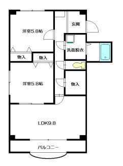 メゾンペリドット(2LDK/2階)の間取り写真
