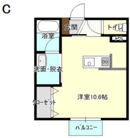 ヒルズ布橋(ワンルーム/1階)の間取り写真