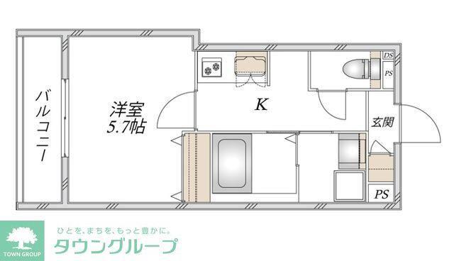 モアノ橘(1K/2階)の間取り写真