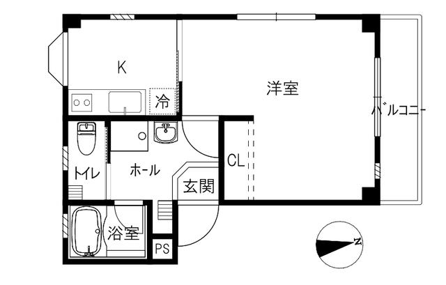 アマンダハイル(ワンルーム/2階)の間取り写真