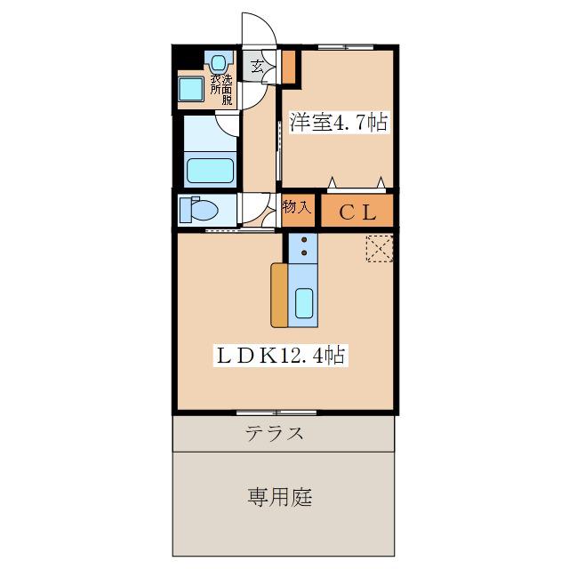 ヴェルデゾーナ寿中央(1LDK/1階)の間取り写真